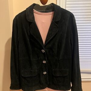 Live a Little Black Suede Leather Jacket Rhinestone Buttons Size 2X